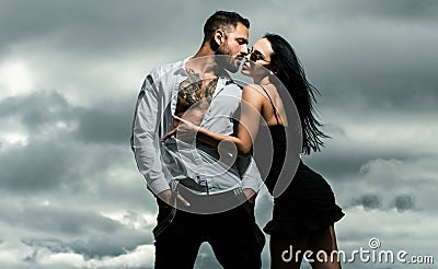 Romantic sexy couple. Passionate sensual couple sharing romantic moments. Lovers embracing and enjoying romantic date Stock Photo