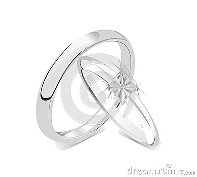 Romantic shiny wedding rings couple Vector Illustration