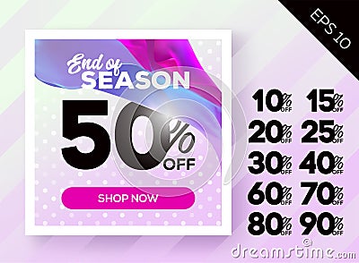 Romantic Spring Sale Poster with Polka Dot Lavender Background a Vector Illustration