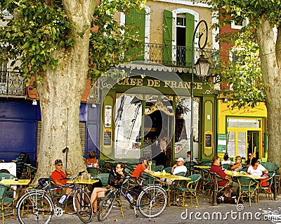 Romantic street cafe, Provence, France Editorial Stock Photo