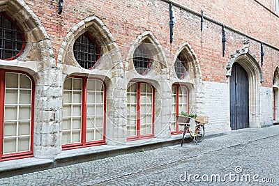 Romantic street view in Bruges Stock Photo