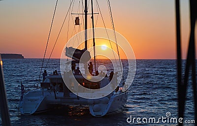 Sunset Cruise in Santorini Editorial Stock Photo