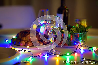 Romantic supper for pair in New year eve Stock Photo