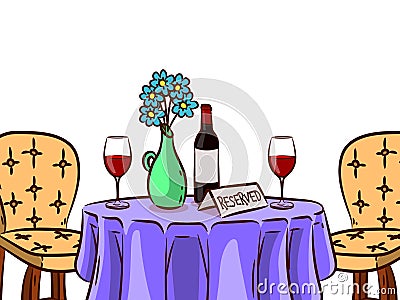 Romantic table for two. Vector Illustration