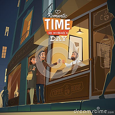 Romantic time in woman day Vector Illustration