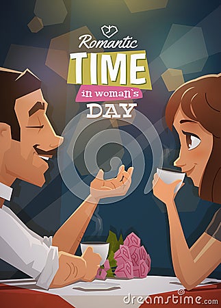 Romantic time in woman day Vector Illustration