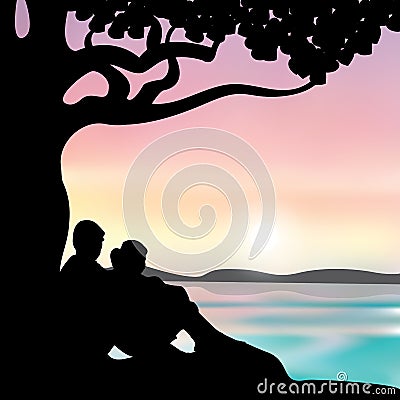 Romantic under the tree, Vector illustrations Vector Illustration
