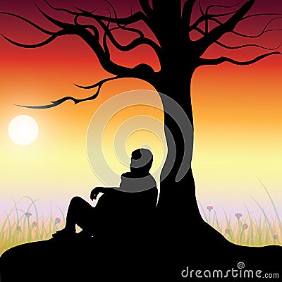 Romantic under the tree, Vector illustrations Vector Illustration