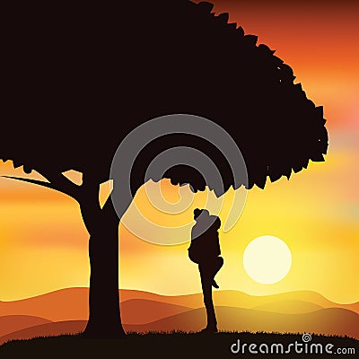 Romantic under the tree, Vector illustrations Vector Illustration