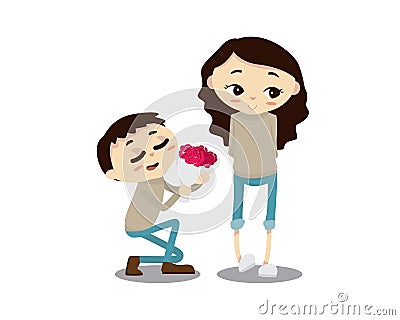 Romantic Valentine Couple Illustration - Happy Anniversary Dear Vector Illustration