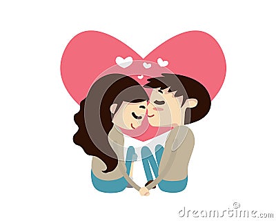 Romantic Valentine Couple Illustration - Let's Grow Old Together Vector Illustration