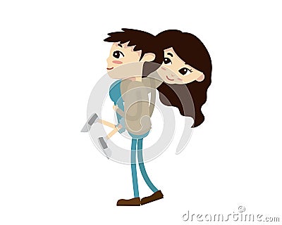 Romantic Valentine Couple Illustration - A Surprise For You Vector Illustration