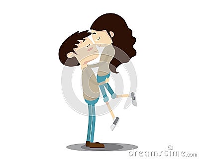 Romantic Valentine Couple Illustration - Thanks For Being Part Of Me Vector Illustration