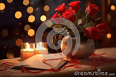 Romantic Valentine's Day ambiance, space for love notes Stock Photo