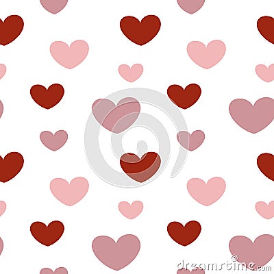 Romantic valentine texture with pink and red heart seamless pattern background Vector Illustration