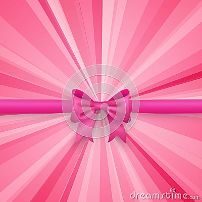 Romantic vector pink background with cute bow and Vector Illustration