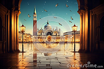 portico on Piazza San Marco Venice Stock Photo