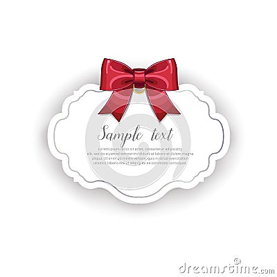 Romantic wedding card template with ribbon Vector Illustration