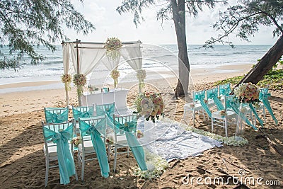 Romantic wedding ceremony on the beach. Stock Photo