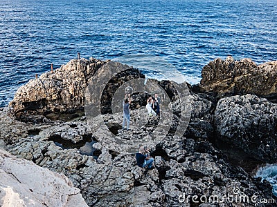 The romantic wedding photo session on the seaside Editorial Stock Photo