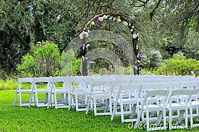 Romantic wedding venue in park Stock Photo