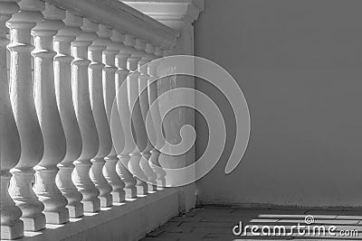 Romantic white terrace with balusters(Baldones mÅ«zikas skola) Stock Photo