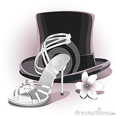 Romantic white wedding shoe Vector Illustration