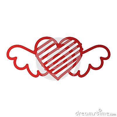 Romantic winged heart symbolising romance and love Vector Illustration