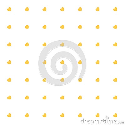 Romantic Yellow Seamless Polka Hearts Vector Pattern Background for Valentine Day or Mother`s Day. Scrapbooking, Invitation. Vector Illustration