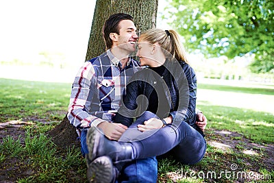 Romantic young couple enjoying an intimate moment Stock Photo