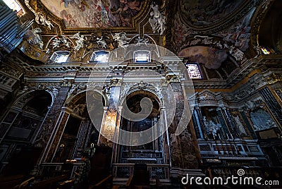 Baroque interior of Santa Maria della Vittoria church, Rome, Italy Editorial Stock Photo