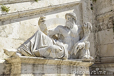 Rome, Campidoglio square sculpture depicting the river Nile Stock Photo