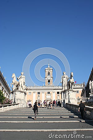 Rome-Capitol Square, statues and buildings. Editorial Stock Photo