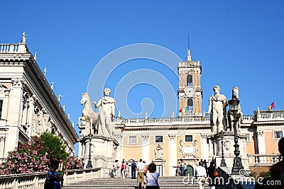 Rome-Capitol Square, statues and buildings. Editorial Stock Photo