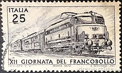 Italian postage stamp for 12th day of the postage stamp Editorial Stock Photo