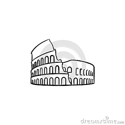 Rome coliseum hand drawn outline doodle icon. Vector Illustration