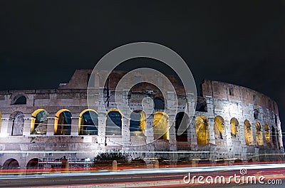 Rome Colosseum night scene Stock Photo