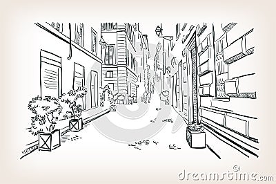 Rome europe street vector sketch line art Stock Photo