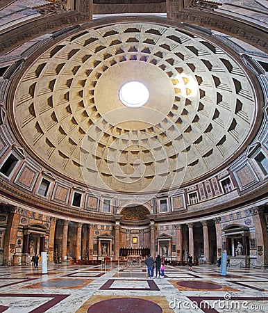 ROME-FEBRUARY 6: The interior of the Pantheon on February 6, 2014 in Rome, Italy. The Pantheon is a building in Rome, Italy to all Editorial Stock Photo