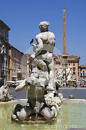 Rome: fountain in Piazza Navona Stock Photo