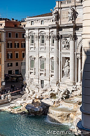 ROME Italy: Aerial View of The Trevi Fountain, Fontana di Trevi, Famous Sightseeing Rome Editorial Stock Photo