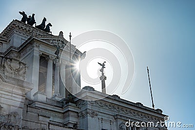ROME, Italy: Amazing view of Altar of the Fatherland, Altare della Patria, known as the national Monument to Victor Emmanuel II, w Editorial Stock Photo