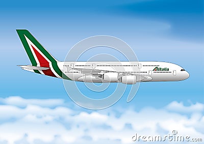 ROME, ITALY, APRIL 2017 - Alitakia Airline passenger line illustration Vector Illustration