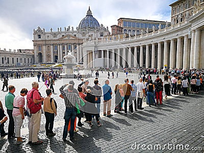 Queue of faithful visiting the Vatican city in Rome Editorial Stock Photo