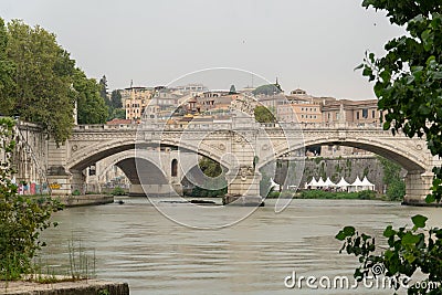 Ponte Vittorio Emanuele II, a bridge in Rome, Italy Editorial Stock Photo