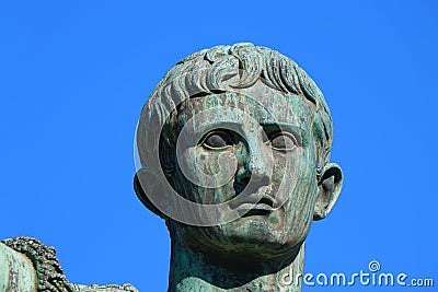 Rome, Italy. Bronze statue of Augustus Ottaviano, the first Roman emperor. Editorial Stock Photo