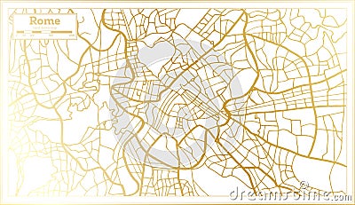 Rome Italy City Map in Retro Style in Golden Color. Outline Map Stock Photo