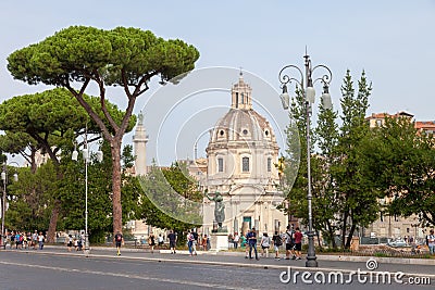 ROME, ITALY - Colonna Traiana, Le Domus Romane di Palazzo Valentini, Chiesa di Santa Maria di Loreto Editorial Stock Photo