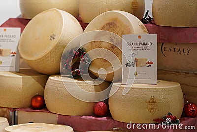 Wheels of Grana Padano cheese Editorial Stock Photo