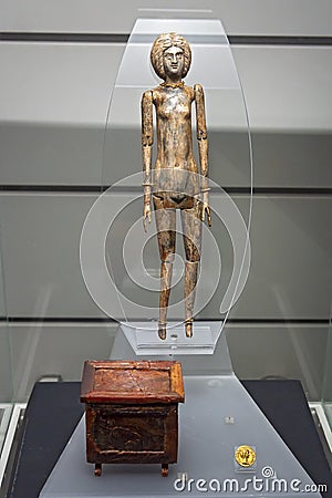 Ancient doll on display of National Roman Museum Editorial Stock Photo